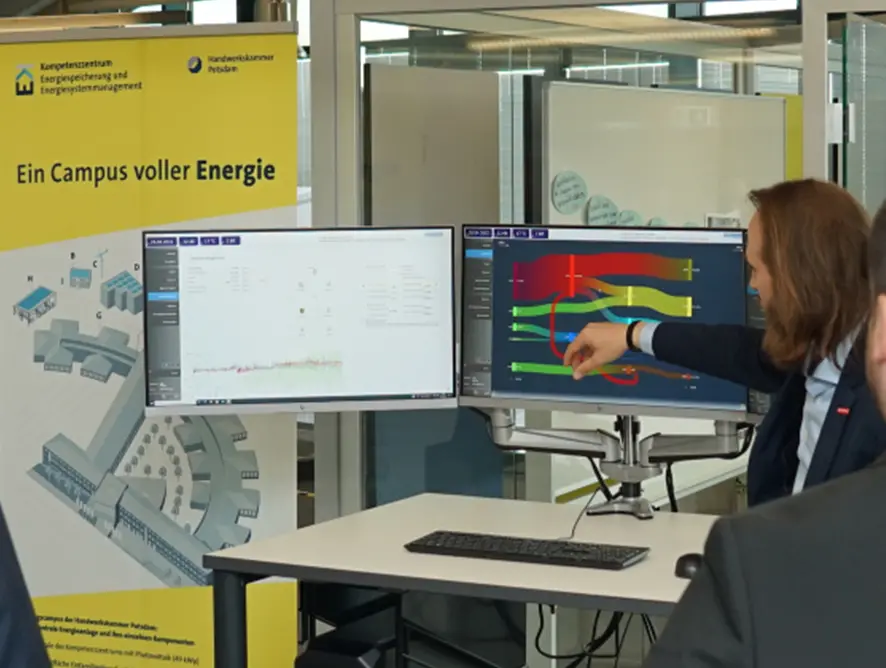 Erklärung der Energieflüsse im Sankey-Diagramm des Energiemanagementsystems bei der Einweihung